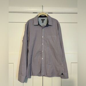 Men's Red, Blue and White Checkered Shirt